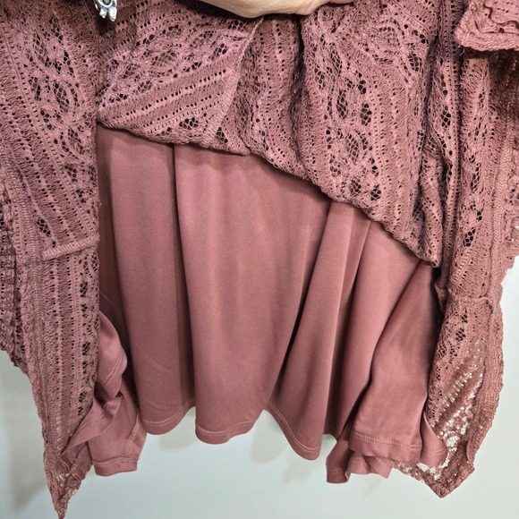 Torrid Babydoll Shirt Top Plus Size 4X Pink Lace Sharkbite Regency Poet Romantic - Picture 7 of 10